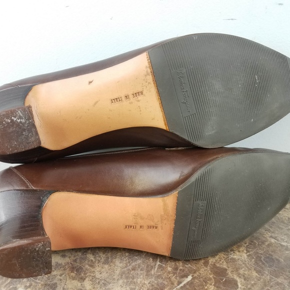 Salvatore Ferragamo Brown Leather Italy Pumps 8.5B - Picture 2 of 8
